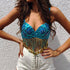 Shiny Sequins Gems Camis Women Link Chain Tassels Crop Tops Belly Dance Top Sexy Backless Camisole Stage Performance Costume