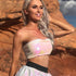 Shiny Sequins Stretchy Crop Tops Sexy Women Strapless Tube Top Rave Festival Elastic Vest Stage Performance Tops Party Clubwear