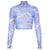 Short Angel Print Turtleneck Tops Women Casual Long Sleeve Slim Tees Summer Streetwear Ladies Fashion Vintage Wind T-shirts New