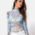 Short Angel Print Turtleneck Tops Women Casual Long Sleeve Slim Tees Summer Streetwear Ladies Fashion Vintage Wind T-shirts New