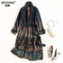 Shuchan Print Female Raincoat Trench Coat For Women suede Year-old Female Turn-down Collar Belt Outerwear For Women Clothes 5912
