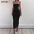 Sibybo Spaghetti Strap Backless Sexy Long Dress Party Off Shoulder Strapless Summer Maxi Dress Black Autumn Bodycon Dress Women