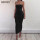 Sibybo Spaghetti Strap Backless Sexy Long Dress Party Off Shoulder Strapless Summer Maxi Dress Black Autumn Bodycon Dress Women