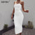 Sibybo Spaghetti Strap Backless Sexy Long Dress Party Off Shoulder Strapless Summer Maxi Dress Black Autumn Bodycon Dress Women