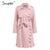 Simplee Elegant wide lapel belt women coat Long ruffled trim wool coat women 2018 Autumn winter chic trench coat