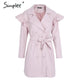 Simplee Ruffle trench coat women outerwear & coats Autumn sash pocket streetwear trench 2017 Casual pink outwear female coat