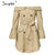 Simplee Sexy off shoulder trench coat women Elegant khaki outerwear coats Double breasted sash casual outwear autumn winter 2018
