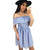 Slash Neck Sashes Striped A-line Dress Women Sexy Summer Beach Off Shoulder Mini Dresses Ladies Elegant Elastic Waist Dress New