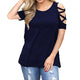 Solid O-neck Loose Summer T-shirts Women Casual Short Sleeve Hollow Out Plus Size Tees Female Vogue Simple Wild Tops Streetwear