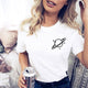 Solid O-neck Print Loose T-shirts Women Casual Shorts Sleeve Plus Size Summer Tees Fashion Simple Wild Tops White T-shirts New