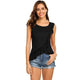 Solid O-neck Ruffles Hem Tank Tops Women Casual Irregular Sleeveless Simple Tees Summer Ladies Fashion Wild T-shirts Plus Size