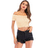 Solid Off Shoulder Elastic Short Tops Women Casual Short Sleeve Simple Wild Slim Summer Tees Ladies Fashion Sexy Club T-shirts