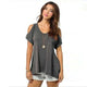 Solid Off Shoulder Summer Tops Women Casual V-neck Hem Irregular Plus Size Tees Female Vogue Simple Wild Breathable T-shirts New