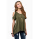 Solid Off Shoulder Summer Tops Women Casual V-neck Hem Irregular Plus Size Tees Female Vogue Simple Wild Breathable T-shirts New