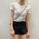 Solid Print Short Sleeve Slim Tops Women Casual O-neck Breathable Short Graphic Tees Summer Ladies Fashion Simple Wild T-shirts
