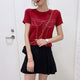 Solid Print Short Sleeve Slim Tops Women Casual O-neck Breathable Short Graphic Tees Summer Ladies Fashion Simple Wild T-shirts