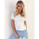 Solid Short Sleeve Lacing Tops Women Casual O-neck Slim Simple Breathable Tees Summer Ladies Fashion Sexy Wild Tees High Quality
