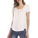 Solid Short Sleeve Plus Size Summer Tops Women Casual O-neck Button Loose Tees Female Vogue Simple Wild Breathable T-shirts 5XL
