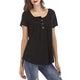 Solid Short Sleeve Plus Size Summer Tops Women Casual O-neck Button Loose Tees Female Vogue Simple Wild Breathable T-shirts 5XL