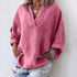 Solid V-neck Loose Shirts Women Casual Long Sleeves Pockets Pullovers Summer Ladies Simple Breathable Blouses Plus Size 5XL New
