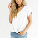 Solid V-neck Short Sleeve Loose Tops Women Casual Simple Wild Summer Tees Ladies Vogue Breathable Large T-shirts High Quality