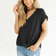 Solid V-neck Short Sleeve Loose Tops Women Casual Simple Wild Summer Tees Ladies Vogue Breathable Large T-shirts High Quality