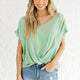Solid V-neck Short Sleeve Loose Tops Women Casual Simple Wild Summer Tees Ladies Vogue Breathable Large T-shirts High Quality