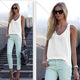 Solid V-neck Sleeveless Chiffon Tops Women Casual Loose Summer Tank Tops Plus Size Ladies Fashion Simple Wild Soft T-shirts New