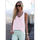 Solid V-neck Sleeveless Chiffon Tops Women Casual Loose Summer Tank Tops Plus Size Ladies Fashion Simple Wild Soft T-shirts New
