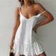 Spaghetti Strap Ruffle Dress Women Summer Dress 2019 Cotton Linen Vestidos Shift Green Dresses Off Shoulder Sexy mini Sundress