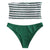 Strapless Bandeau Swimwear Backless Stripe Ruffle Shirring Bathing Suit Low Waist Two-piece Swimsuit Women Bikini Set