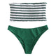 Strapless Bandeau Swimwear Backless Stripe Ruffle Shirring Bathing Suit Low Waist Two-piece Swimsuit Women Bikini Set