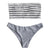 Strapless Bandeau Swimwear Backless Stripe Ruffle Shirring Bathing Suit Low Waist Two-piece Swimsuit Women Bikini Set