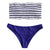 Strapless Bandeau Swimwear Backless Stripe Ruffle Shirring Bathing Suit Low Waist Two-piece Swimsuit Women Bikini Set