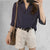 Striped 3/4 Sleeve Loose Shirts Women Casual V-neck Turn-down Collar Wild Pullover Blouses Female Fashion Breathable Shirts New