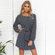 Striped Long Sleeve Lace Up Mini Dress Women O-neck Loose Comfortable Simple Dresses Ladies Casual Soft Dress High Quality New