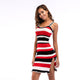 Striped Sling Bodycon Knit Dress Women Sexy Off Shoulder Slim Mini Dresses Breathable Summer Ladies Fashion Casual Dress New