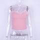 Stylish Fur Cropped Tops Women Sexy Strap Pink Fluffy Tee Shirt Party Club Ladies Casual Spaghetti Straps Short Crop Top