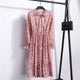 Summer Korean Chiffon Women Dress Elegant Ladies Vintage Long Dress Boho Floral Office Long Sleeve Vestidos Clothing 5LYQ003