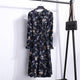 Summer Korean Chiffon Women Dress Elegant Ladies Vintage Long Dress Boho Floral Office Long Sleeve Vestidos Clothing 5LYQ003