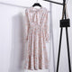 Summer Korean Chiffon Women Dress Elegant Ladies Vintage Long Dress Boho Floral Office Long Sleeve Vestidos Clothing 5LYQ003