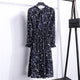 Summer Korean Chiffon Women Dress Elegant Ladies Vintage Long Dress Boho Floral Office Long Sleeve Vestidos Clothing 5LYQ003