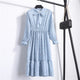 Summer Korean Chiffon Women Dress Elegant Ladies Vintage Long Dress Boho Floral Office Long Sleeve Vestidos Clothing 5LYQ003