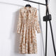 Summer Korean Chiffon Women Dress Elegant Ladies Vintage Long Dress Boho Floral Office Long Sleeve Vestidos Clothing 5LYQ003