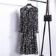 Summer Korean Chiffon Women Dress Elegant Ladies Vintage Long Dress Boho Floral Office Long Sleeve Vestidos Clothing 5LYQ003