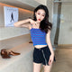 Summer Women Knitting Striped Tank Crop Tops Girls Knitted Knitwear Camisole Sleeveless Tee shirts Camis With Spaghetti Straps