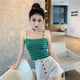 Summer Women Knitting Striped Tank Crop Tops Girls Knitted Knitwear Camisole Sleeveless Tee shirts Camis With Spaghetti Straps