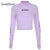 Sweetown Harajuku Crop Top Long Sleeve Turtleneck T Shirt purple Korean fashion Style graphic tees Women Printed Kawaii Tshirt