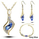 Top Quality Elegant luxury new fashion Silver plated colorful Austrian crystal Necklace Earrings Bracelet jewelry sets women