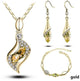 Top Quality Elegant luxury new fashion Silver plated colorful Austrian crystal Necklace Earrings Bracelet jewelry sets women